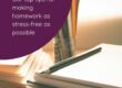 Picture of book and pencils with a pencil pot next to it. Words say our top tips for making homework as stress-free as possible