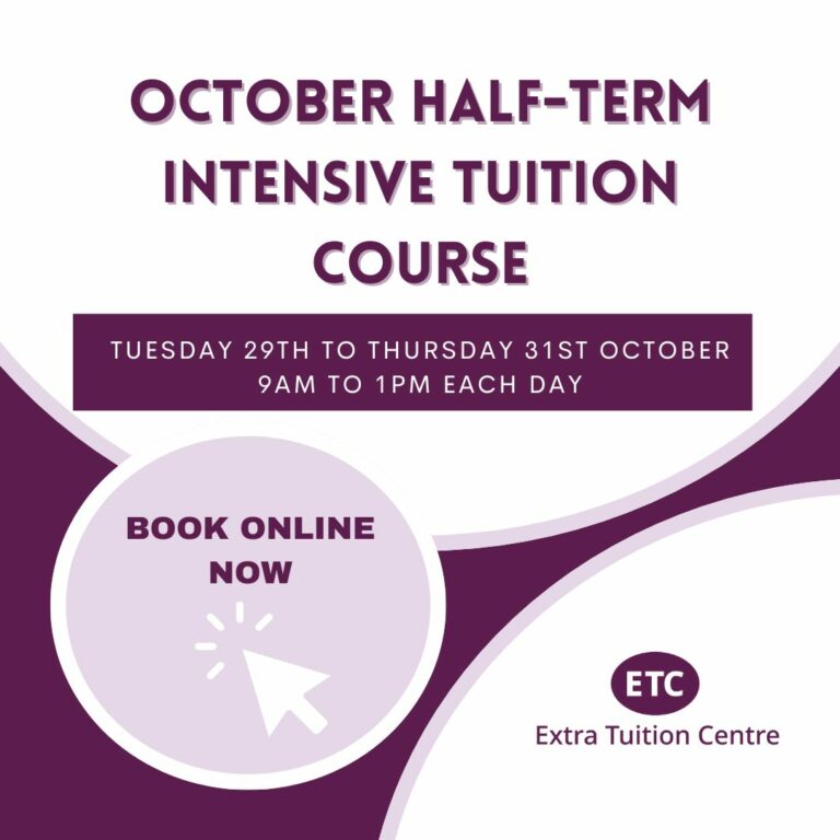 Graphic that reads October half-term intensive tuition course