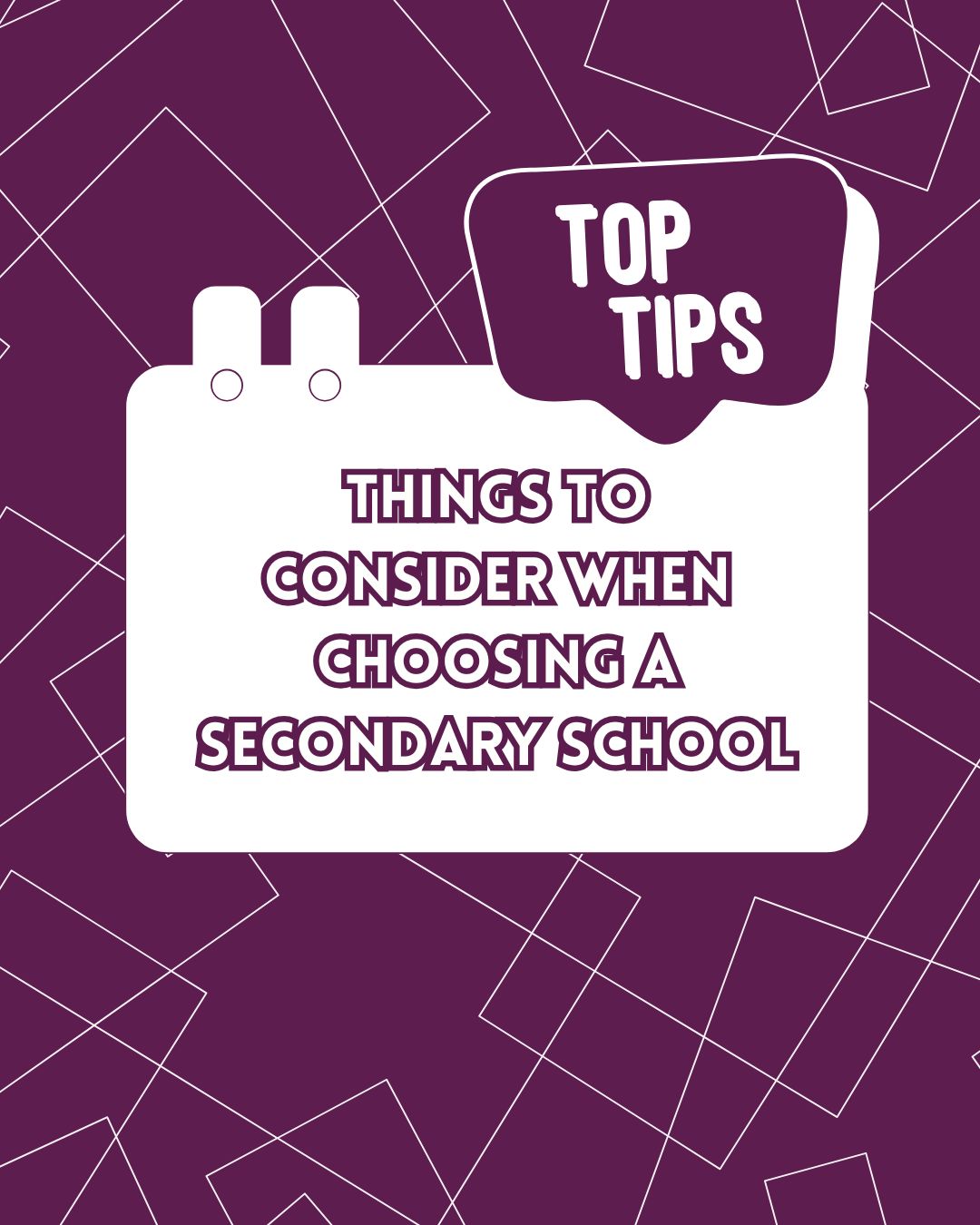 choosing secondary school graphic reads things to consider when choosing a secondary school.
